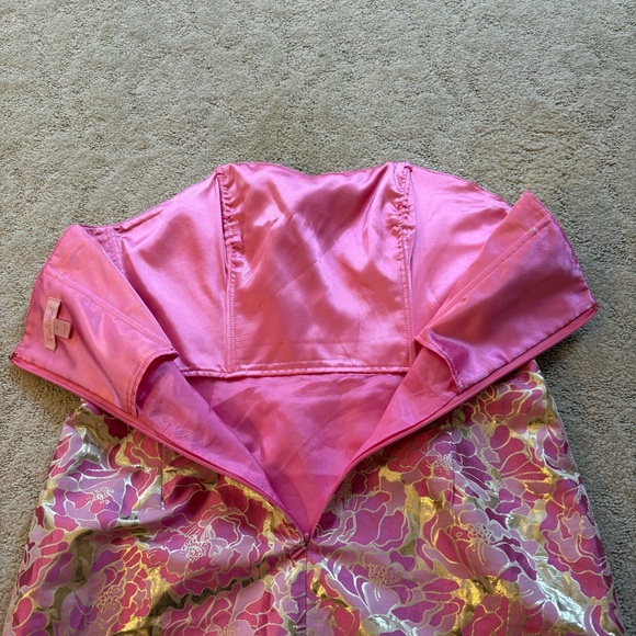 Lilly Pulitzer Raya Strapless Gold Floral Jacquard Dress Size 6 EUC $328 Fancy - Picture 7 of 11